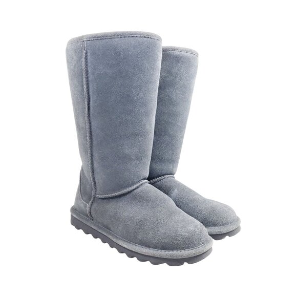 Bearpaw Womens Gray Suede Winter Boots Size 8 With Faux Fur Lining & Durable - Picture 1 of 9